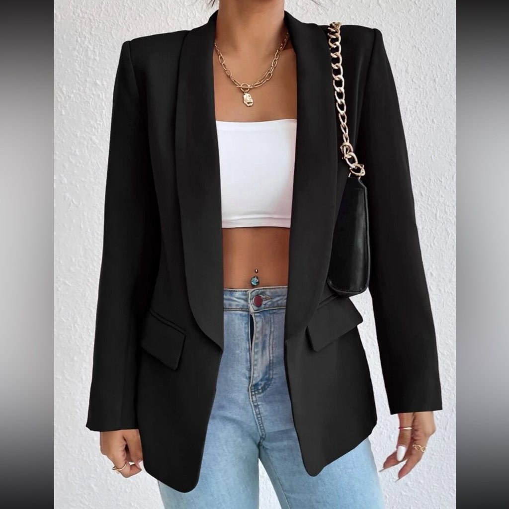 Solid Shawl Collar Blazer
